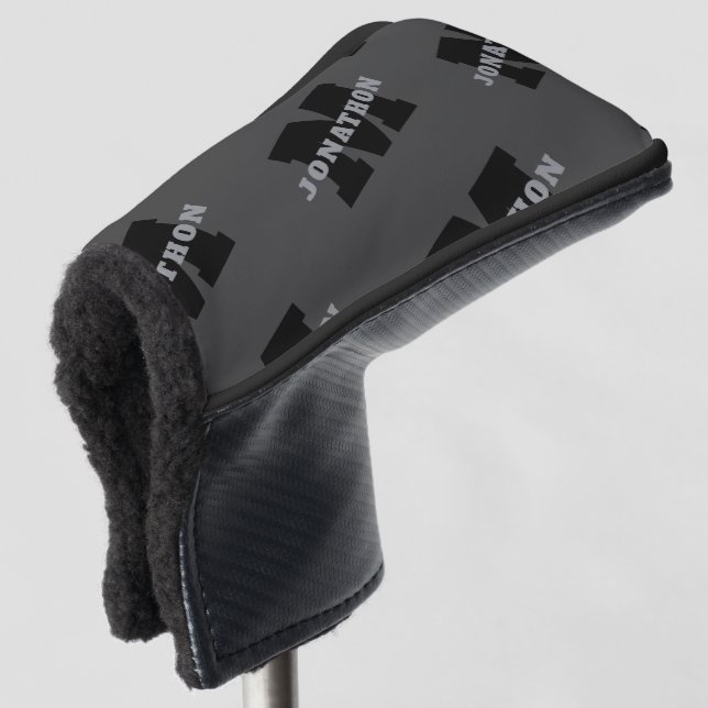 Your Name or Business Name | Modern Masculine Grey Golf Head Cover (3/4 Front)
