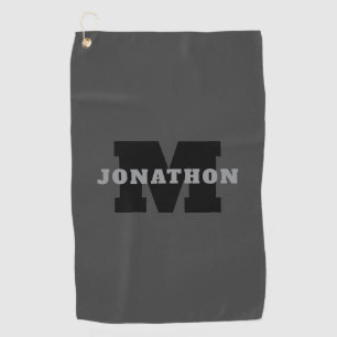 Your Name or Business Name   Modern Masculine Grey Golf Towel