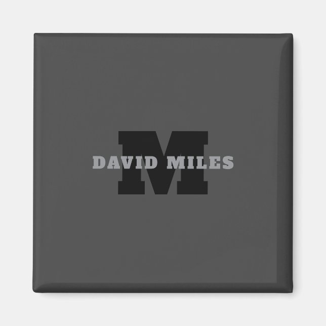 Your Name or Business Name | Modern Masculine Grey Magnet (Front)