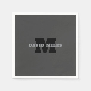 Your Name or Business Name Modern Masculine Grey Napkin