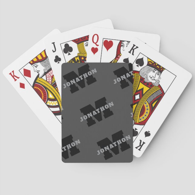 Your Name or Business Name | Modern Masculine Grey Playing Cards (Back)