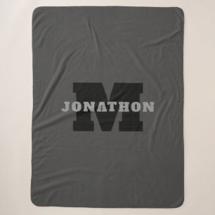 Your Name or Business Name   Modern Masculine Grey Sherpa Blanket