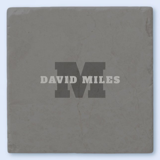 Your Name or Business Name | Modern Masculine Grey Stone Coaster (Creator Uploaded)