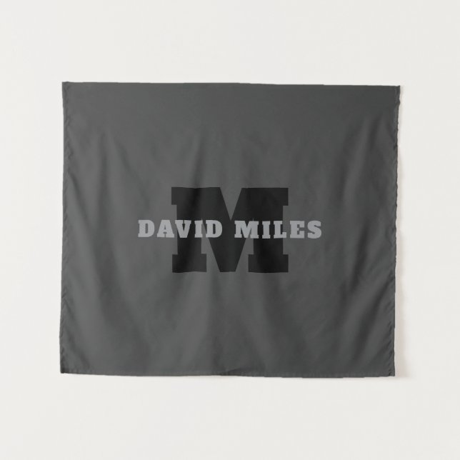 Your Name or Business Name | Modern Masculine Grey Tapestry (Front (Horizontal))