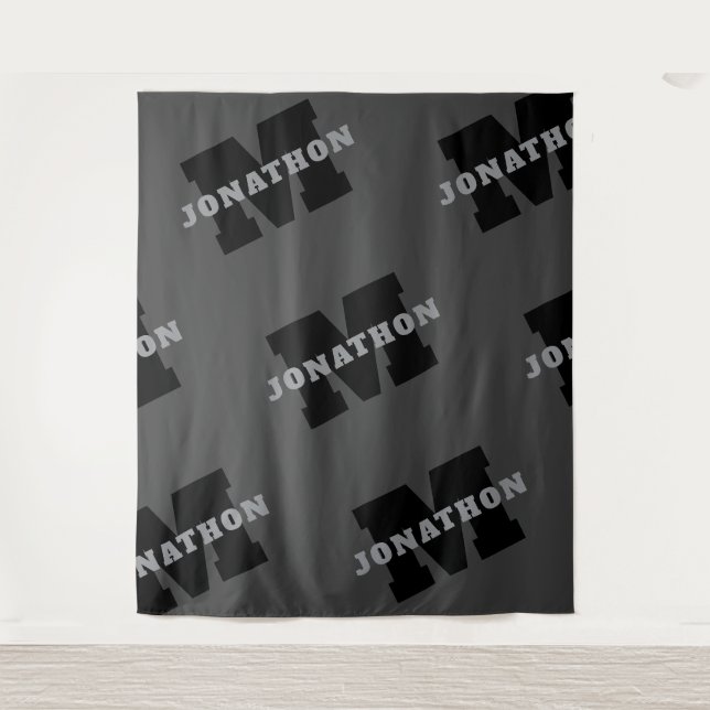 Your Name or Business Name | Modern Masculine Grey Tapestry (Front)