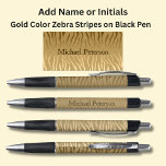 Your Name or Initials on Gold Zebra Stripes Pen<br><div class="desc">Add the Name or Initials you want on this gold coloured striped pen - Change to your own details. See my store for lots more great Pens</div>