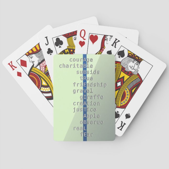 Your name or message with Crosswords? Over green Playing Cards (Back)