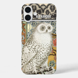 Your Name or Quote Owl Floral Damask iPhone 16 Plus Case