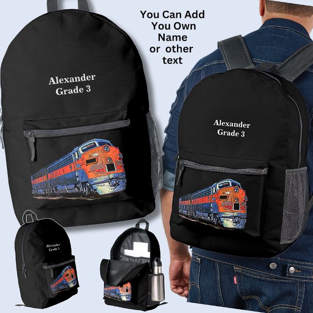 Your Name or Text -  F7 Diesel Locomotive      Printed Backpack (Creator Uploaded)