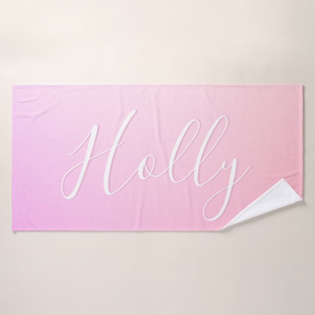 Your Name or Word | Pink Ombre Gradation Bath Towel (Bath Towel)