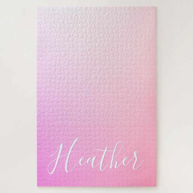 Your Name or Word | Pink Ombre Gradation Jigsaw Puzzle (Vertical)