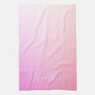Your Name or Word   Pink Ombre Gradation Kitchen Towel