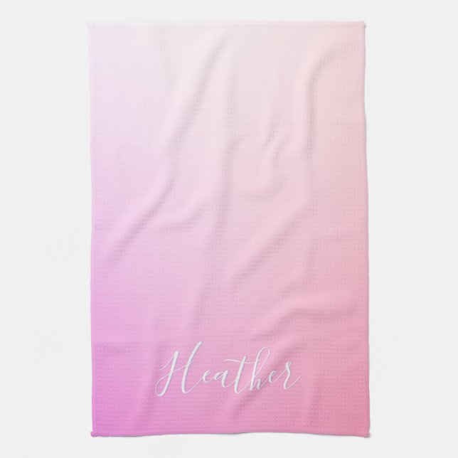 Your Name or Word | Pink Ombre Gradation Kitchen Towel (Vertical)