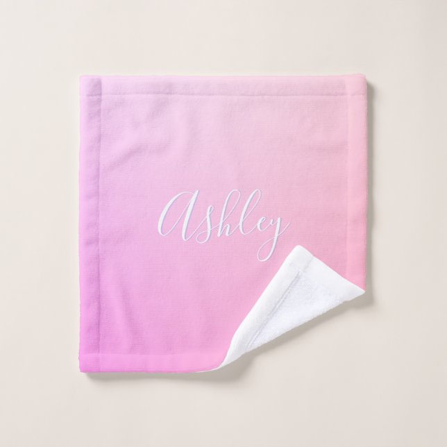 Your Name or Word | Pink Ombre Gradation Wash Cloth (Wash Cloth)