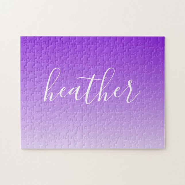 Your Name or Word | Purple Ombre Gradient Jigsaw Puzzle (Horizontal)
