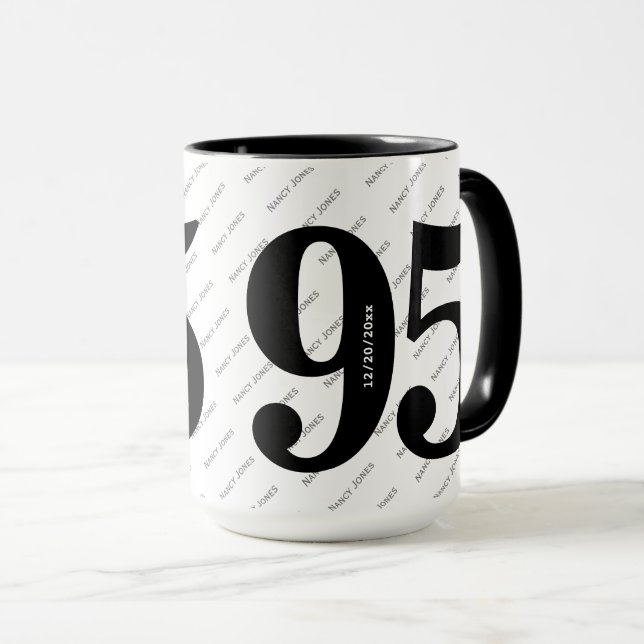 Your Name Pattern - Black/White - Bold Age 95 Mug (Front Right)
