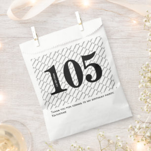 Your Name Pattern Bold Black Age 105 Number Date Favour Bag