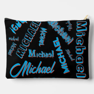 Your name pattern monogram blue red black colour accessory pouch