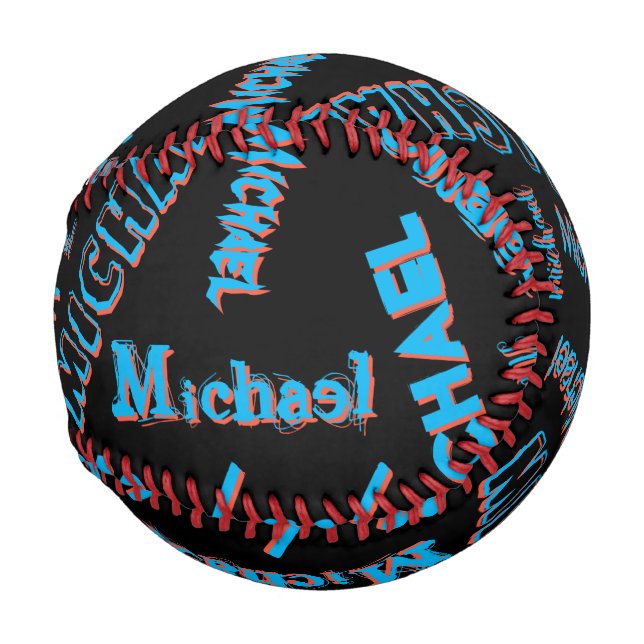 Your name pattern monogram blue red black colour baseball (Front Right)