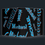 Your name pattern monogram blue red black colour binder<br><div class="desc">Your name pattern monogram blue red black colour. Personalizable custom name in blue with red colour shadow on a black colour background.</div>