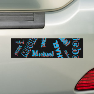 Your name pattern monogram blue red black colour bumper sticker