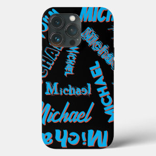 Your name pattern monogram blue red black colour iPhone 13 pro case