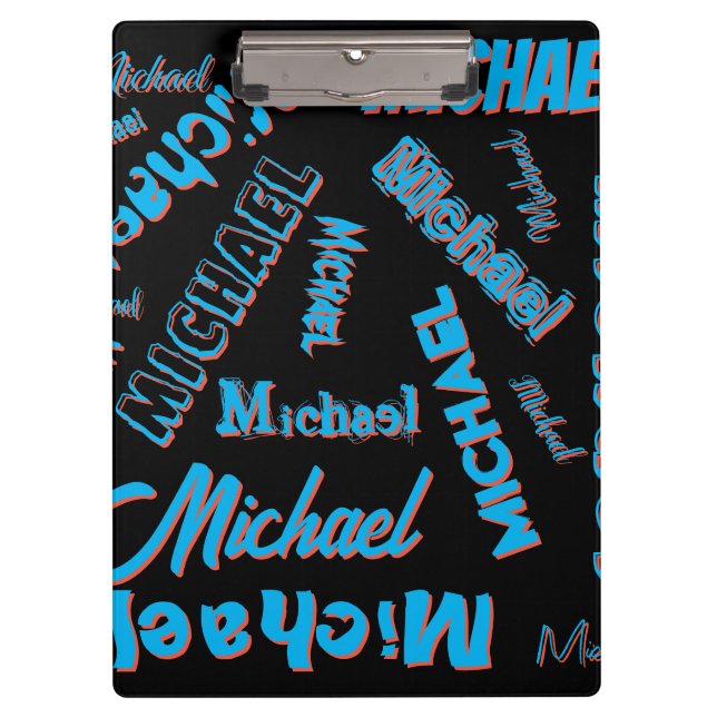Your name pattern monogram blue red black colour clipboard (Front)