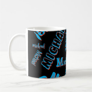 Your name pattern monogram blue red black colour coffee mug
