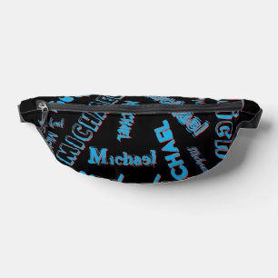 Your name pattern monogram blue red black colour fanny pack