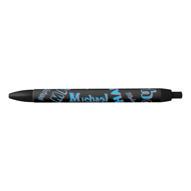 Your name pattern monogram blue red black colour ink pen (Front)
