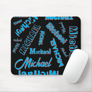 Your name pattern monogram blue red black colour mouse pad
