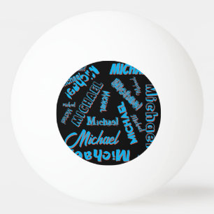 Your name pattern monogram blue red black colour ping pong ball