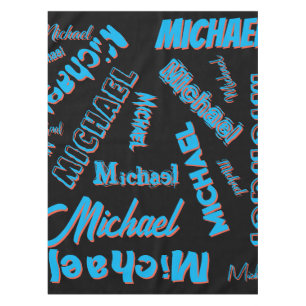 Your name pattern monogram blue red black colour tablecloth