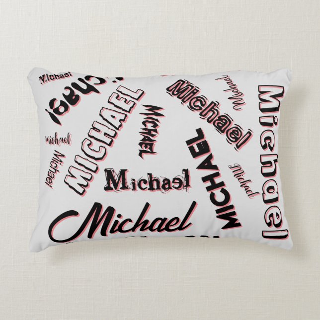 Your name pattern monogram rose colour shadow accent pillow (Front)