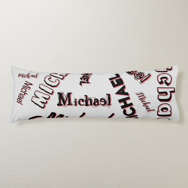 Your name pattern monogram rose colour shadow body pillow (Front)