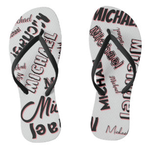 Your name pattern monogram rose colour shadow flip flops