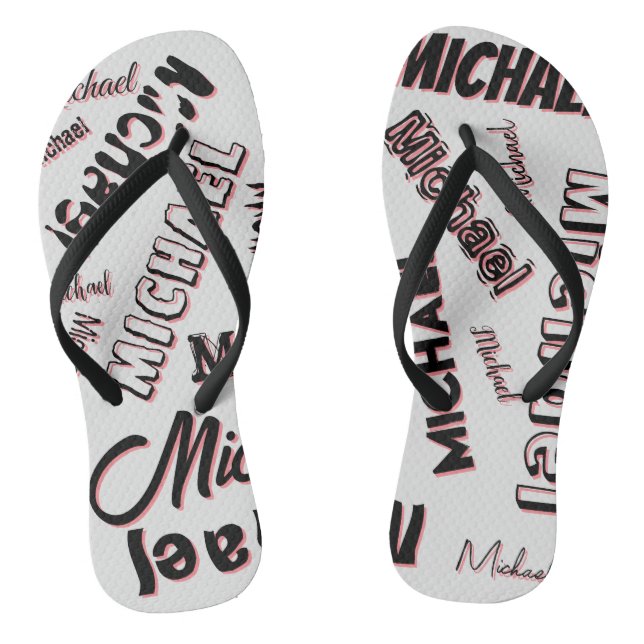 Your name pattern monogram rose colour shadow flip flops (Footbed)