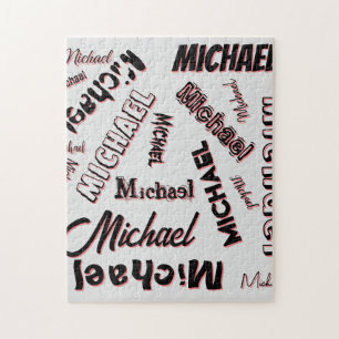 Your name pattern monogram rose colour shadow jigsaw puzzle