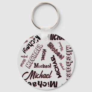 Your name pattern monogram rose colour shadow keychain