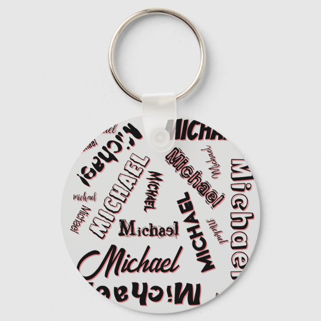 Your name pattern monogram rose colour shadow keychain (Front)