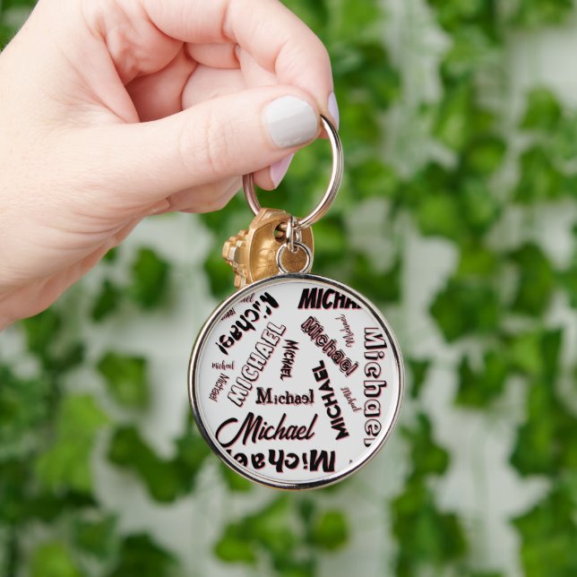 Your name pattern monogram rose colour shadow keychain (Hand)