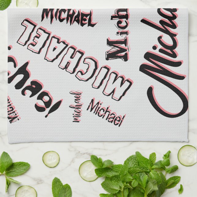 Your name pattern monogram rose colour shadow kitchen towel (Folded)