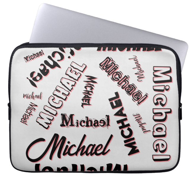 Your name pattern monogram rose colour shadow laptop sleeve (Front)