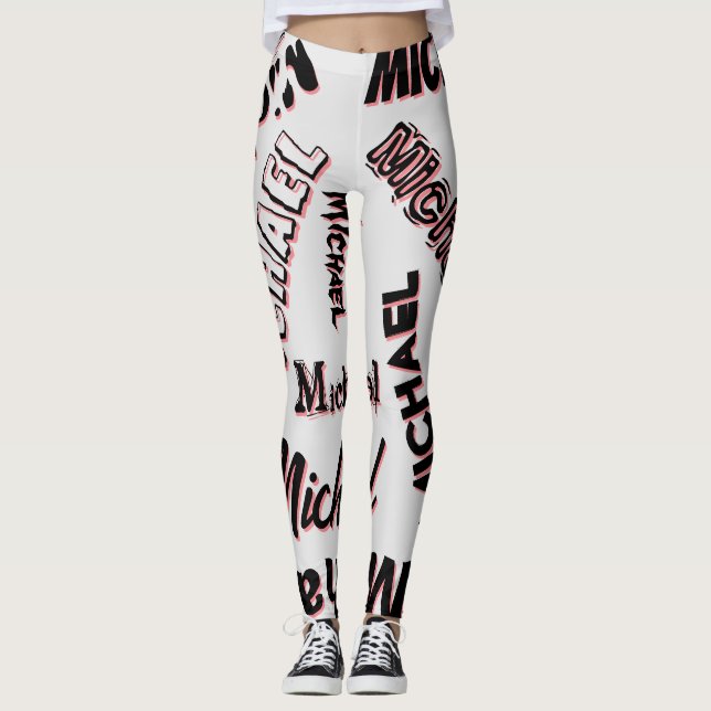 Your name pattern monogram rose colour shadow leggings (Front)