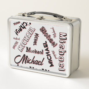 Your name pattern monogram rose colour shadow metal lunch box