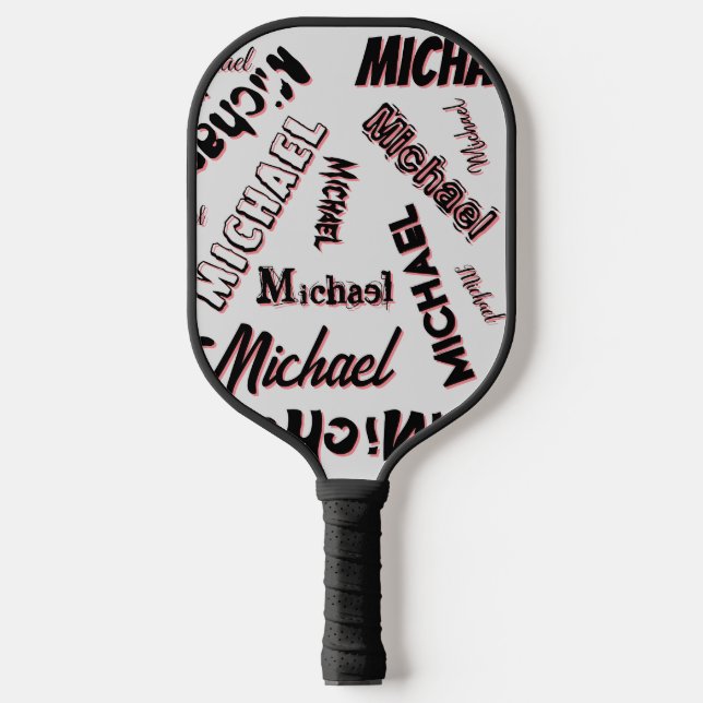 Your name pattern monogram rose colour shadow pickleball paddle (Front)