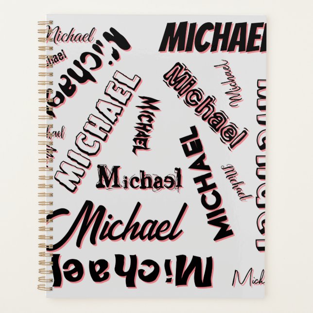 Your name pattern monogram rose colour shadow planner (Front)