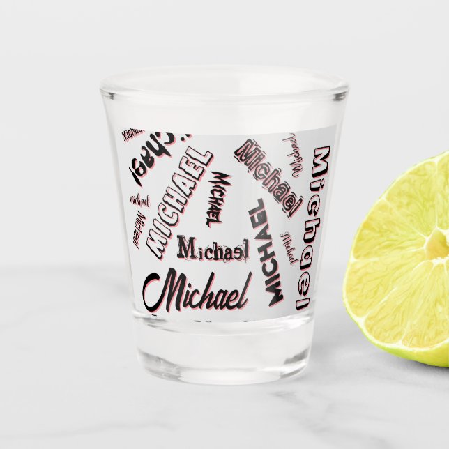 Your name pattern monogram rose colour shadow shot glass (Front)
