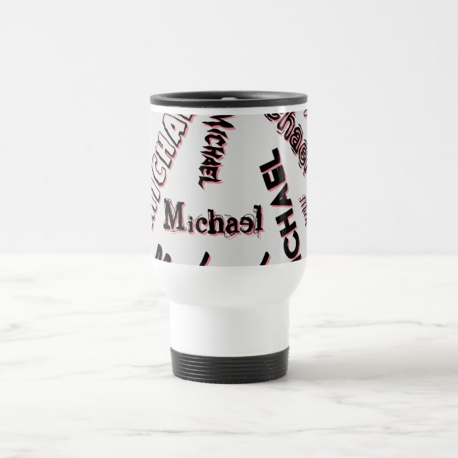 Your name pattern monogram rose colour shadow travel mug (Center)