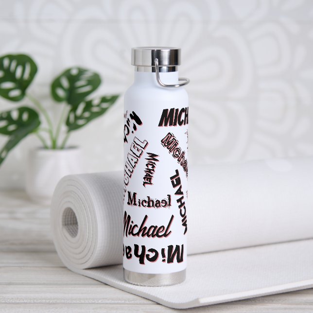 Your name pattern monogram rose colour shadow water bottle (Yoga)
